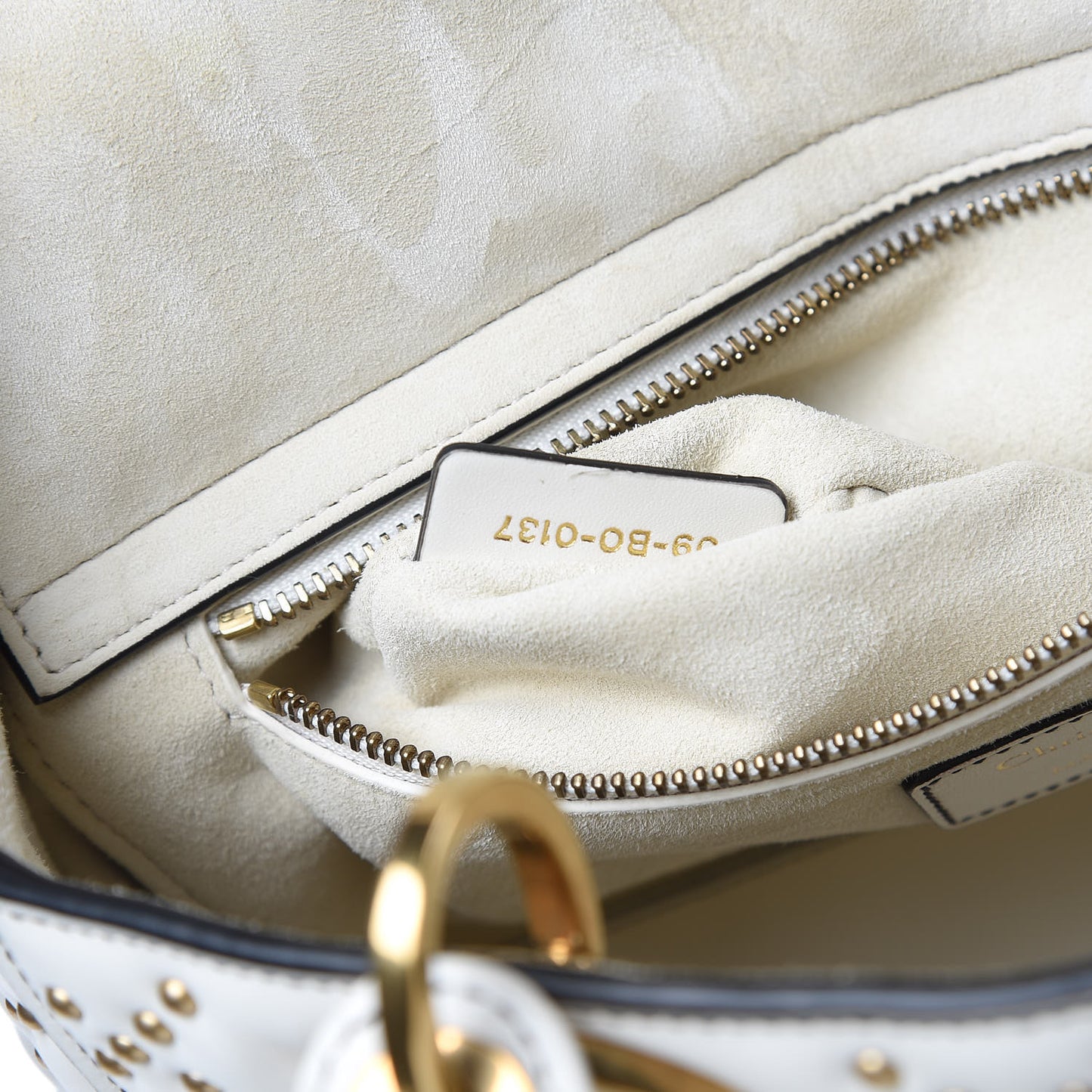 Calfskin Cannage Studded Medium Supple Lady Dior White
