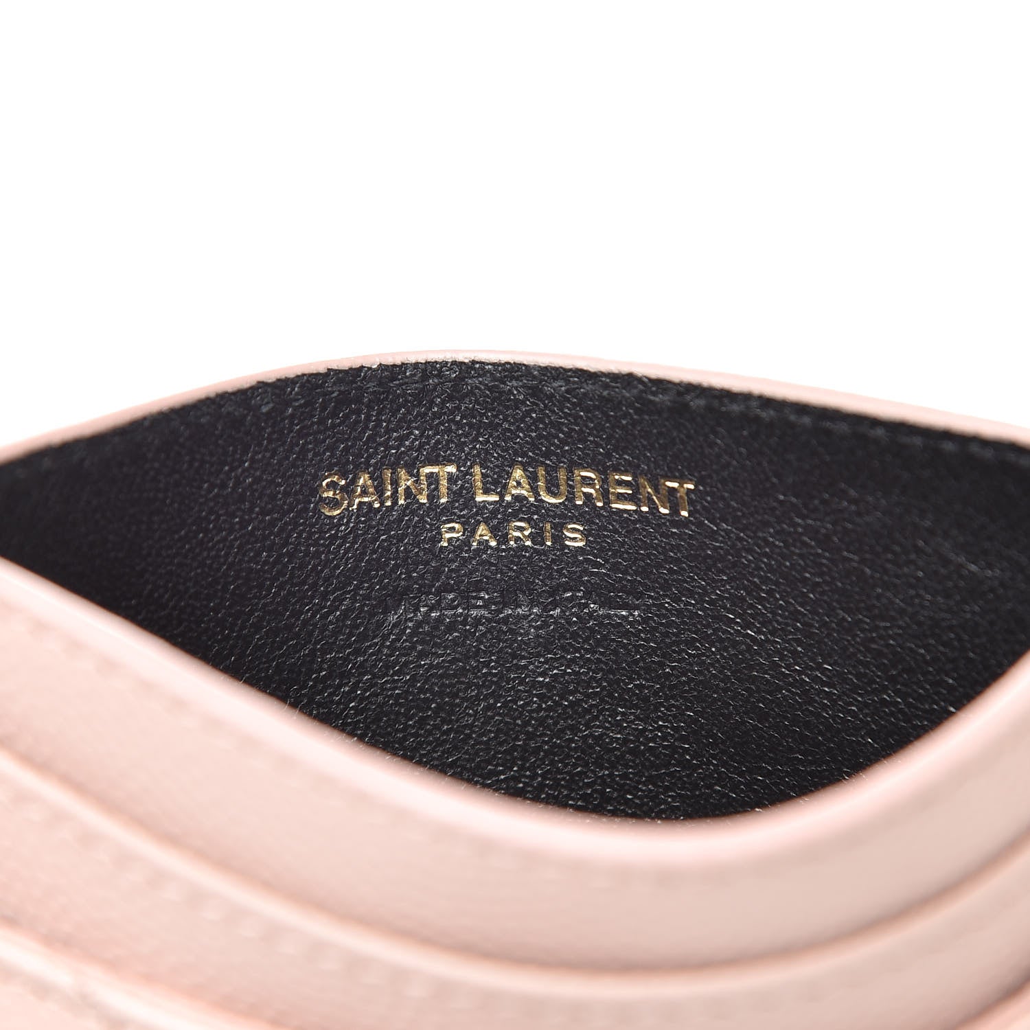 Saint Laurent Grain De Poudre Matelasse Chevron Monogram Credit Card Case Pale Pink 6 of 7