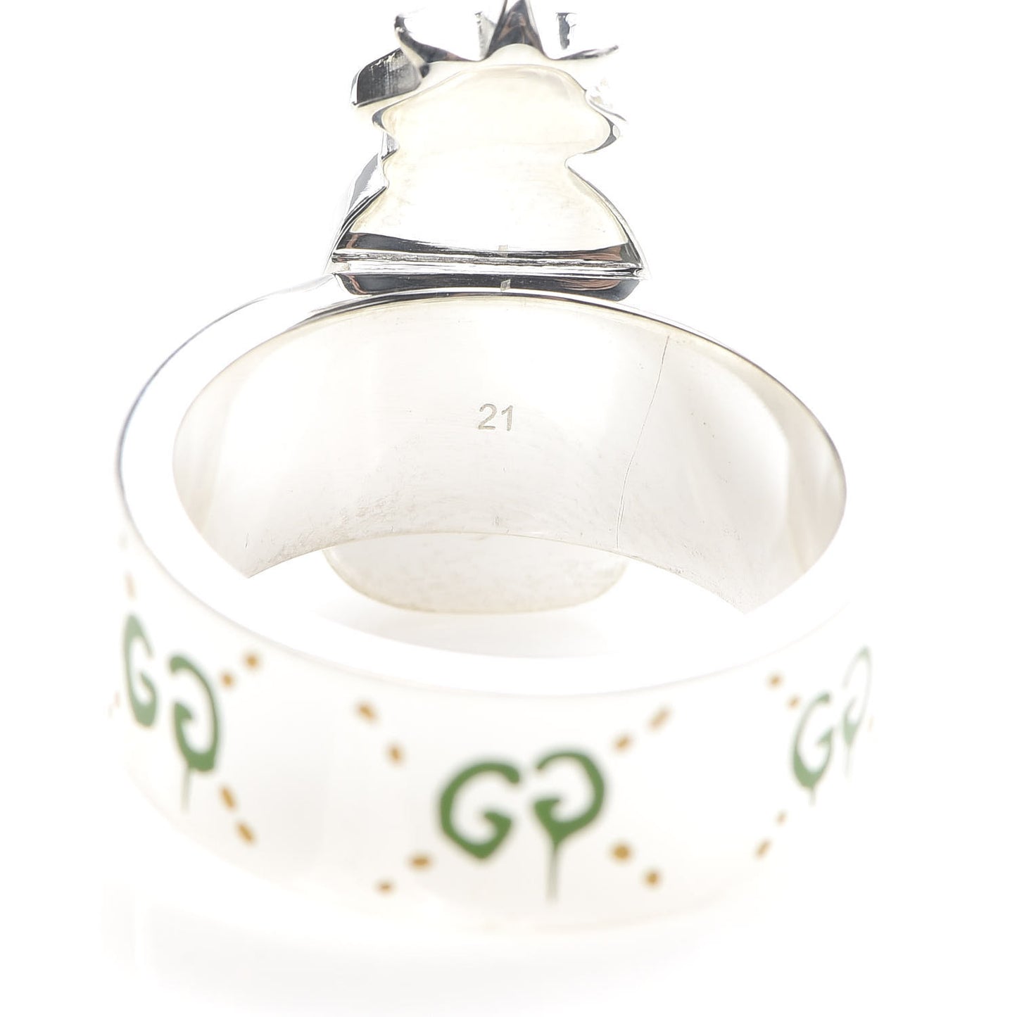 Sterling Silver Enamel GucciGhost Pineapple Ring 61 9.5