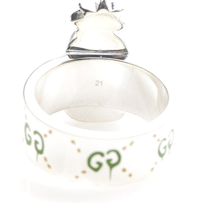 Gucci Sterling Silver Enamel GucciGhost Pineapple Ring 61 9.5 5 of 7