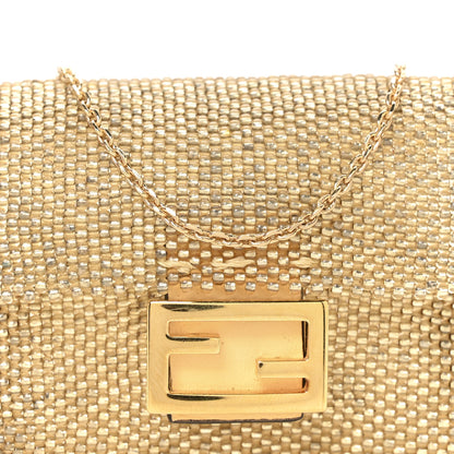 Fendi Glass Vitello King Beaded Mini Pico Baguette Charm Semolino 7 of 9