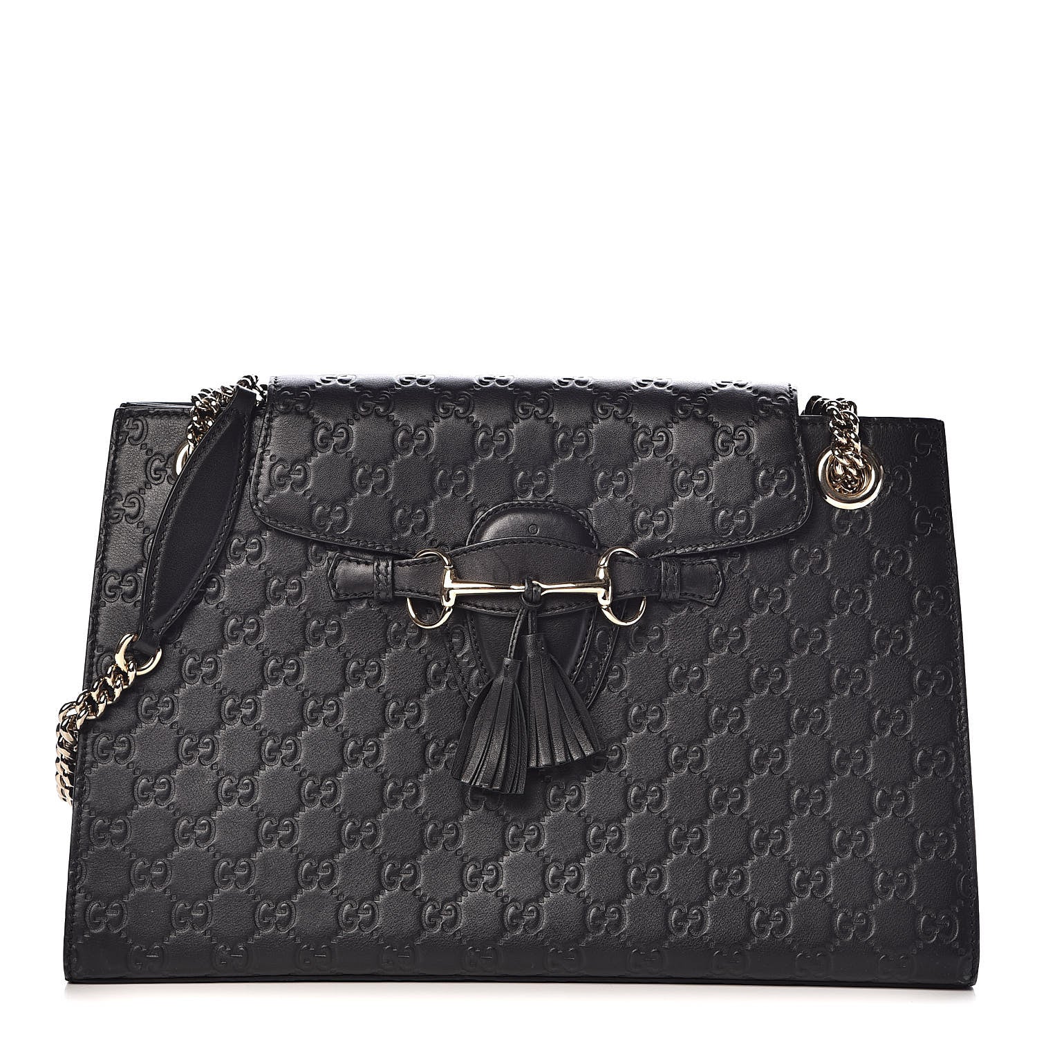 Gucci Guccissima Large Emily Chain Shoulder Bag Black 1 of 14