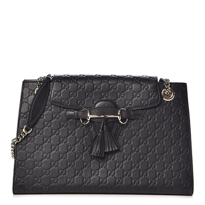 Gucci Guccissima Large Emily Chain Shoulder Bag Black 1 of 14