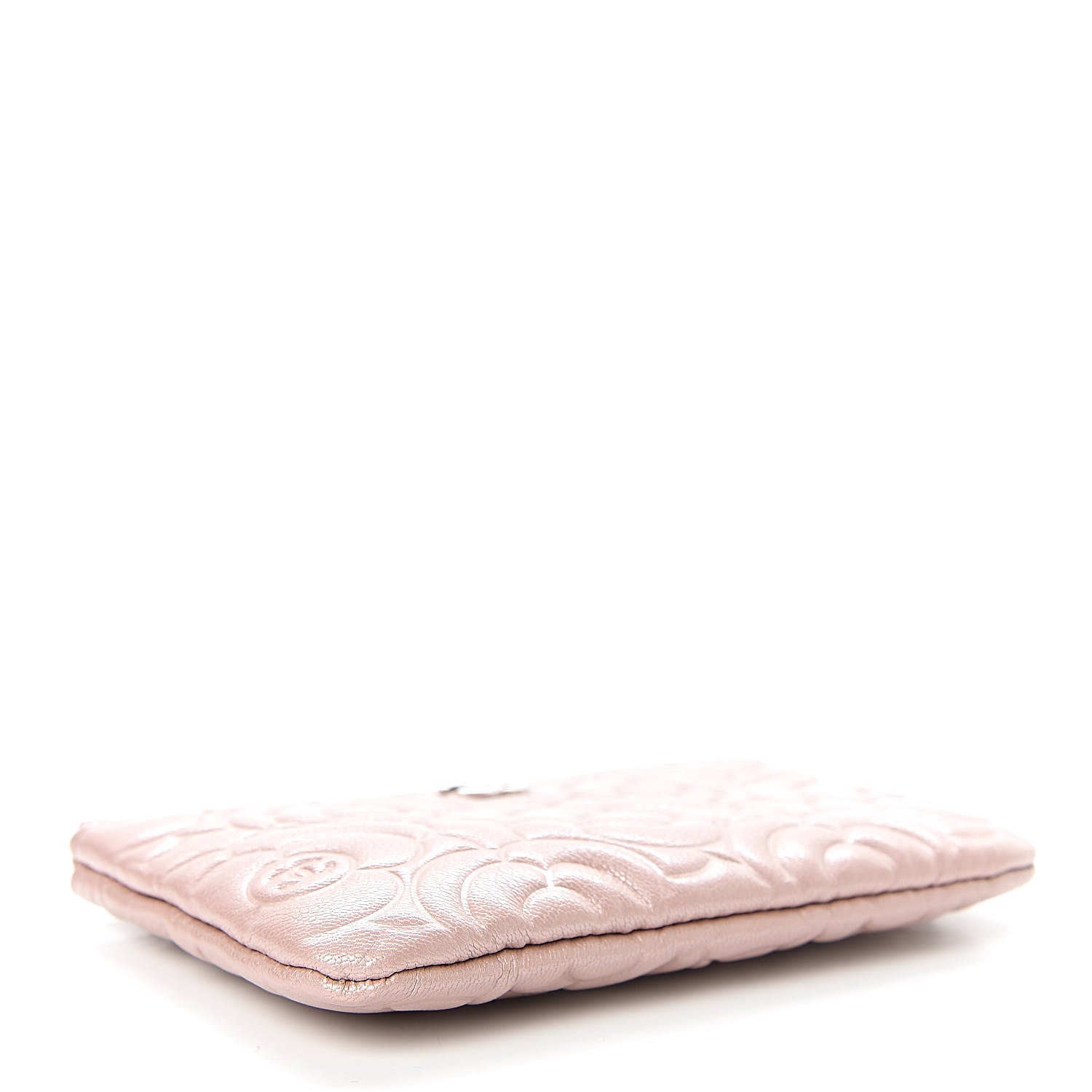 Chanel Goatskin Camellia Embossed Cosmetic Pouch Light Pink 4 of 8