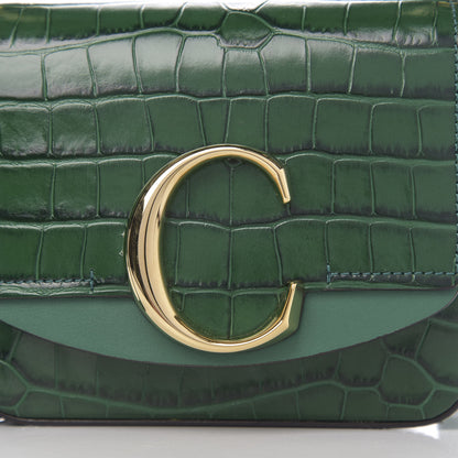 Chloe Calfskin Crocodile Embossed Mini C Double Carry Woodsy Green 9 of 9