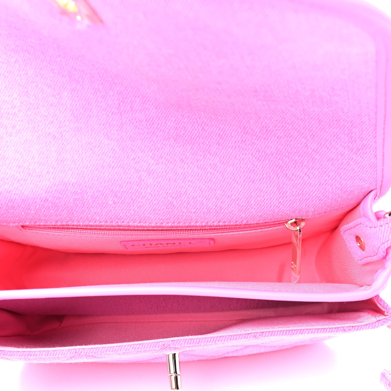 Chanel Denim Quilted Small Messenger Flap Neon Pink 4 of 5
