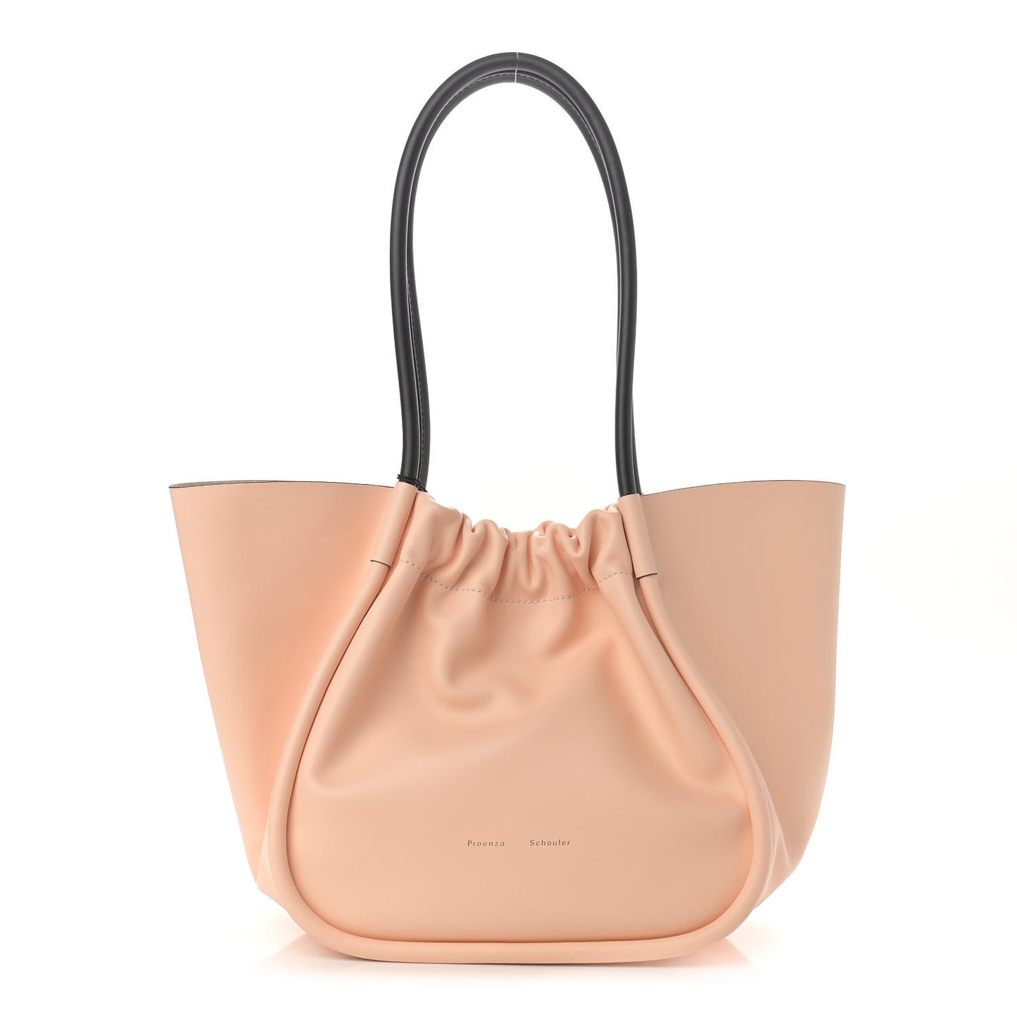Calfskin Large Ruched Tote Peach