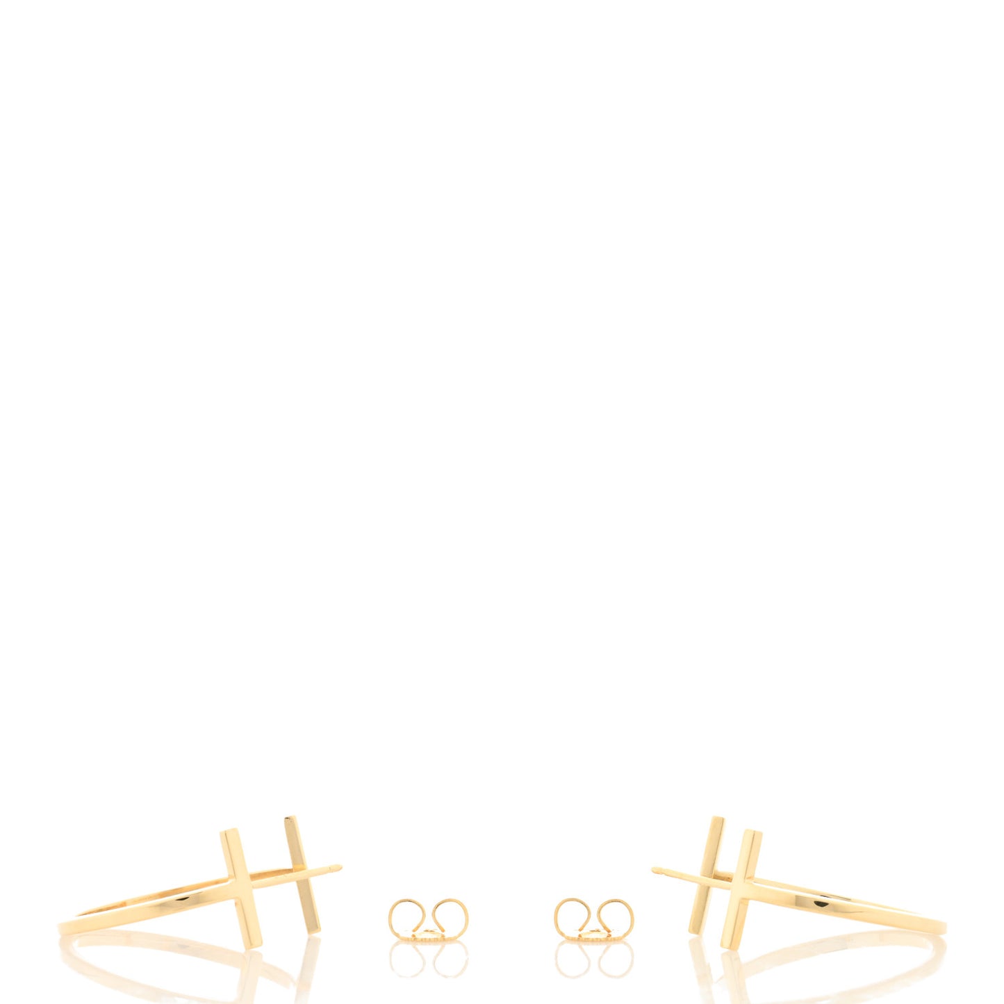 18K Yellow Gold Medium T Wire Hoop Earrings