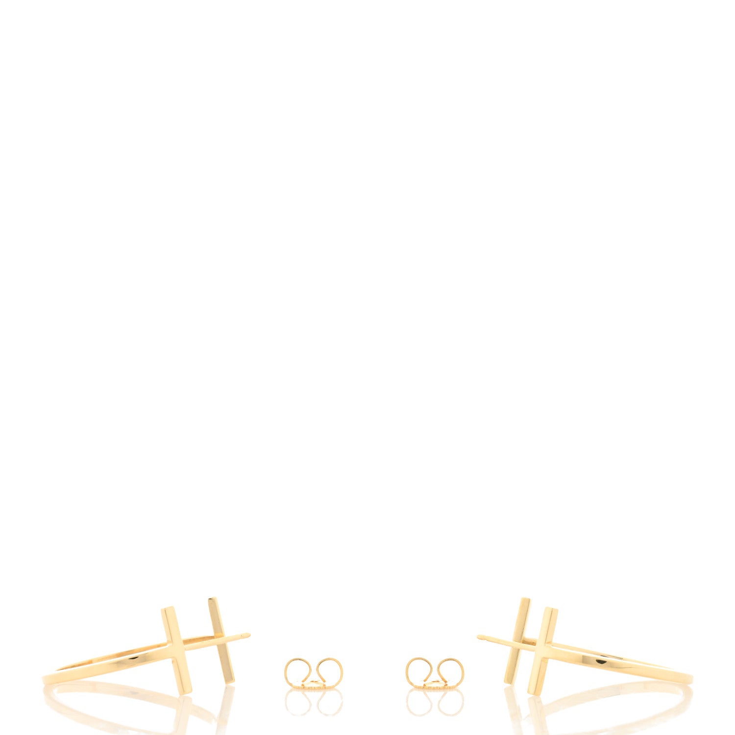 Tiffany 18K Yellow Gold Medium T Wire Hoop Earrings 3 of 4