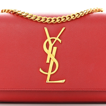 Saint Laurent Grain De Poudre Small Monogram Kate Satchel Red 8 of 20