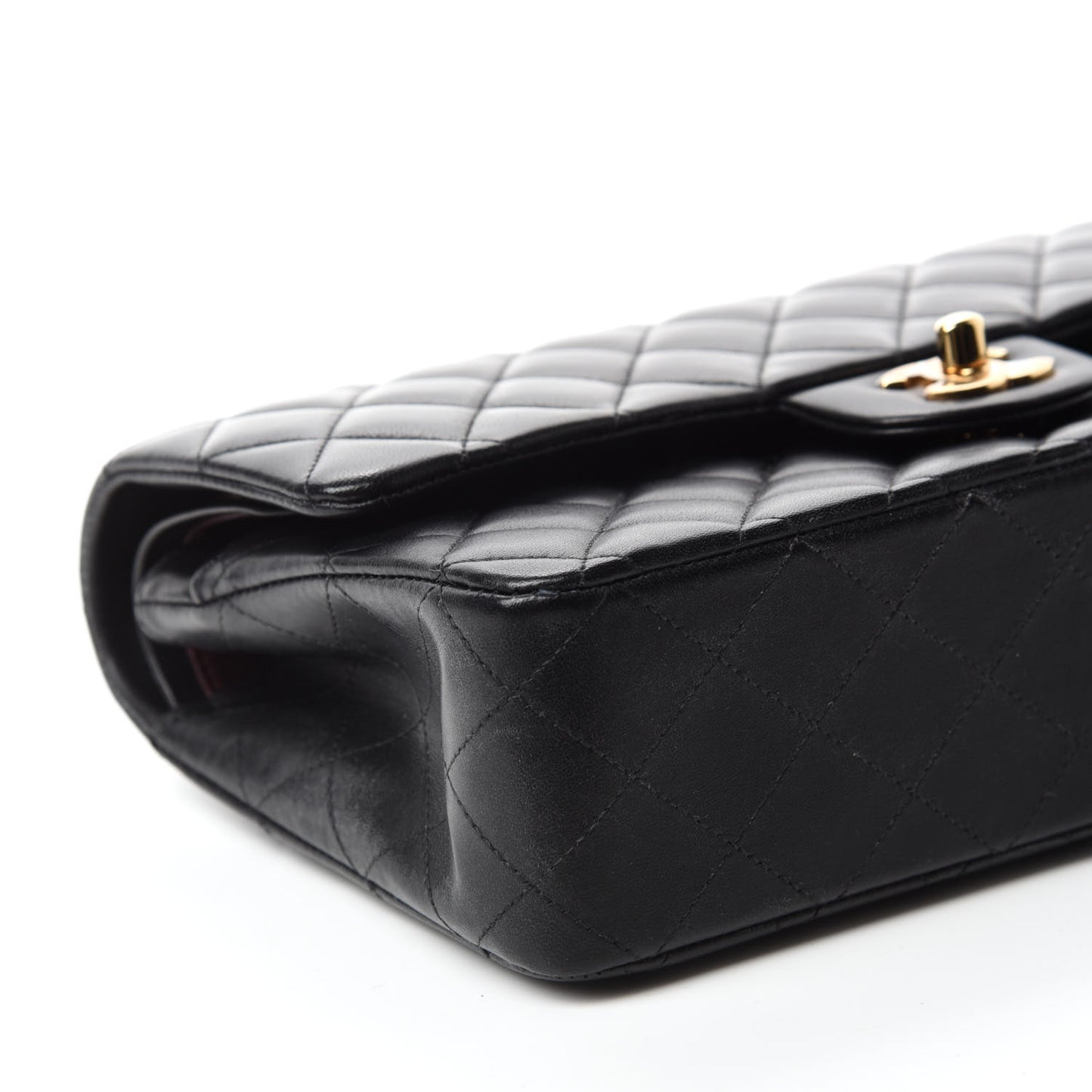 Lambskin Quilted Medium Double Flap Black