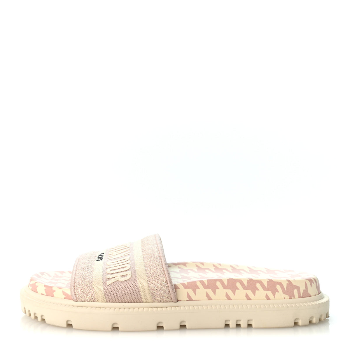 Micro PDP Cotton Houndstooth Embroidered Dway 10mm Slide Sandals 36 Rose De Ven