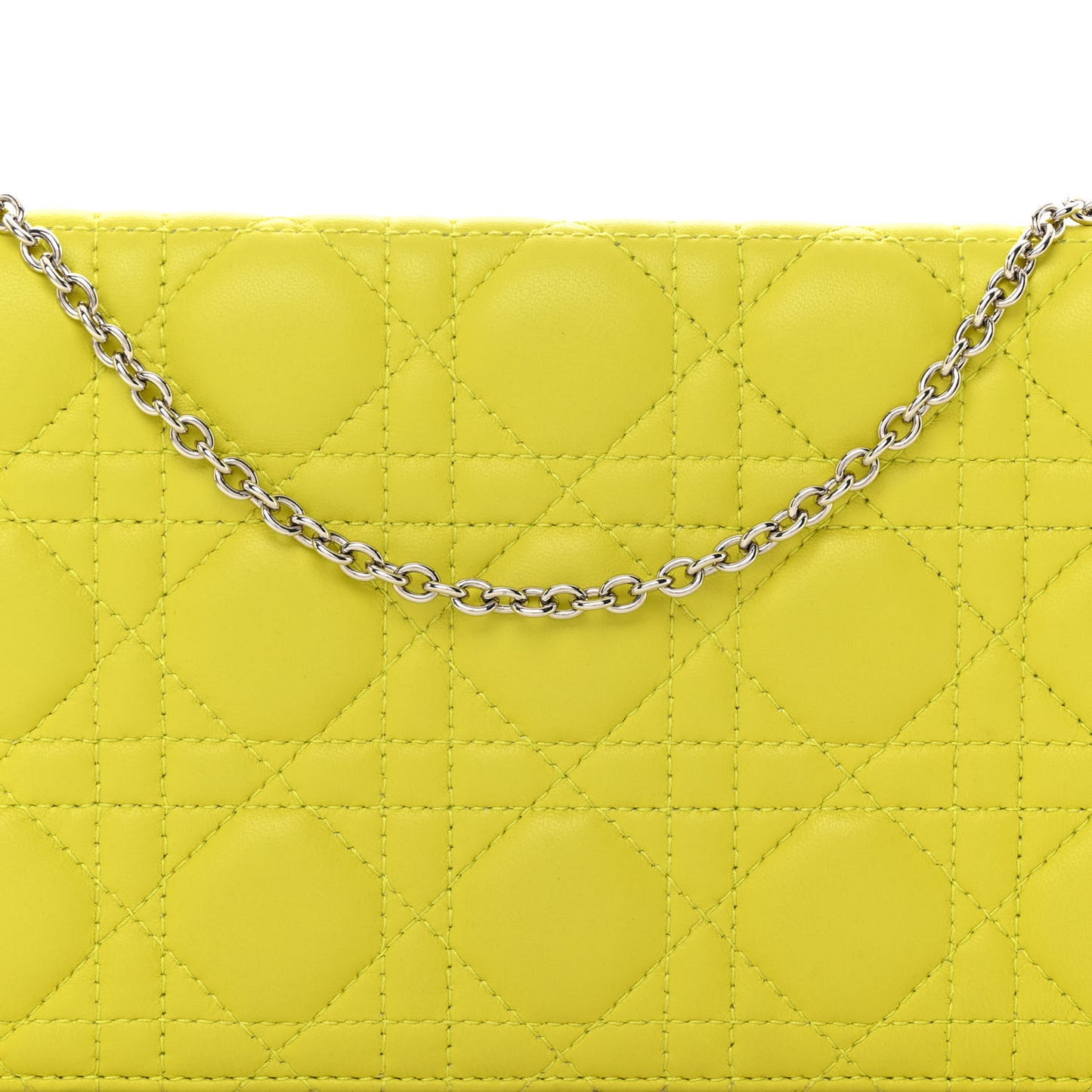 Lambskin Cannage Lady Dior Convertible Clutch Vert Acide