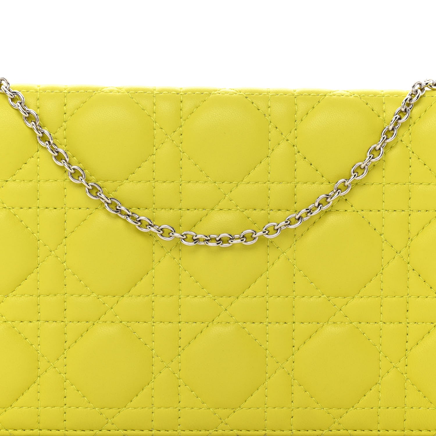Christian Dior Lambskin Cannage Lady Dior Convertible Clutch Vert Acide 7 of 9