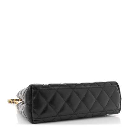 Chanel Shiny Aged Calfskin Quilted Nano Kelly Shopper Black 6 of 21