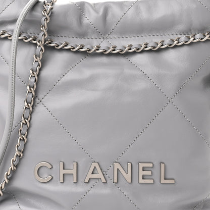 Chanel Shiny Calfskin Quilted Mini Chanel 22 Grey 8 of 10