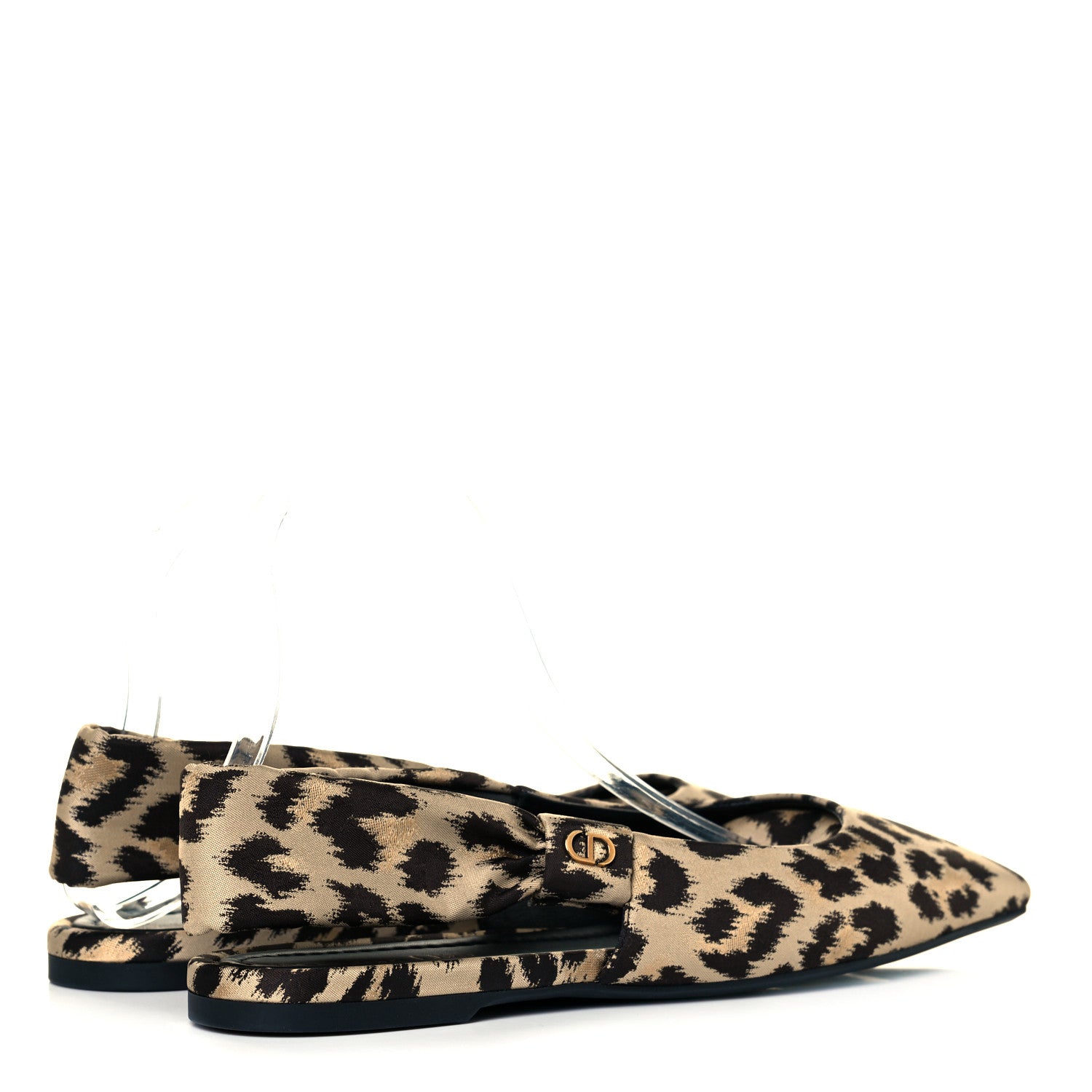 Christian Dior Nylon Leopard Print Mizza Slingback Flat 41 Beige Multicolor 3 of 7