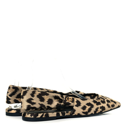 Christian Dior Nylon Leopard Print Mizza Slingback Flat 41 Beige Multicolor 3 of 7