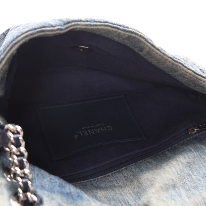 Chanel Denim Quilted Camellia Embroidered Medium Flap Blue 5 of 7