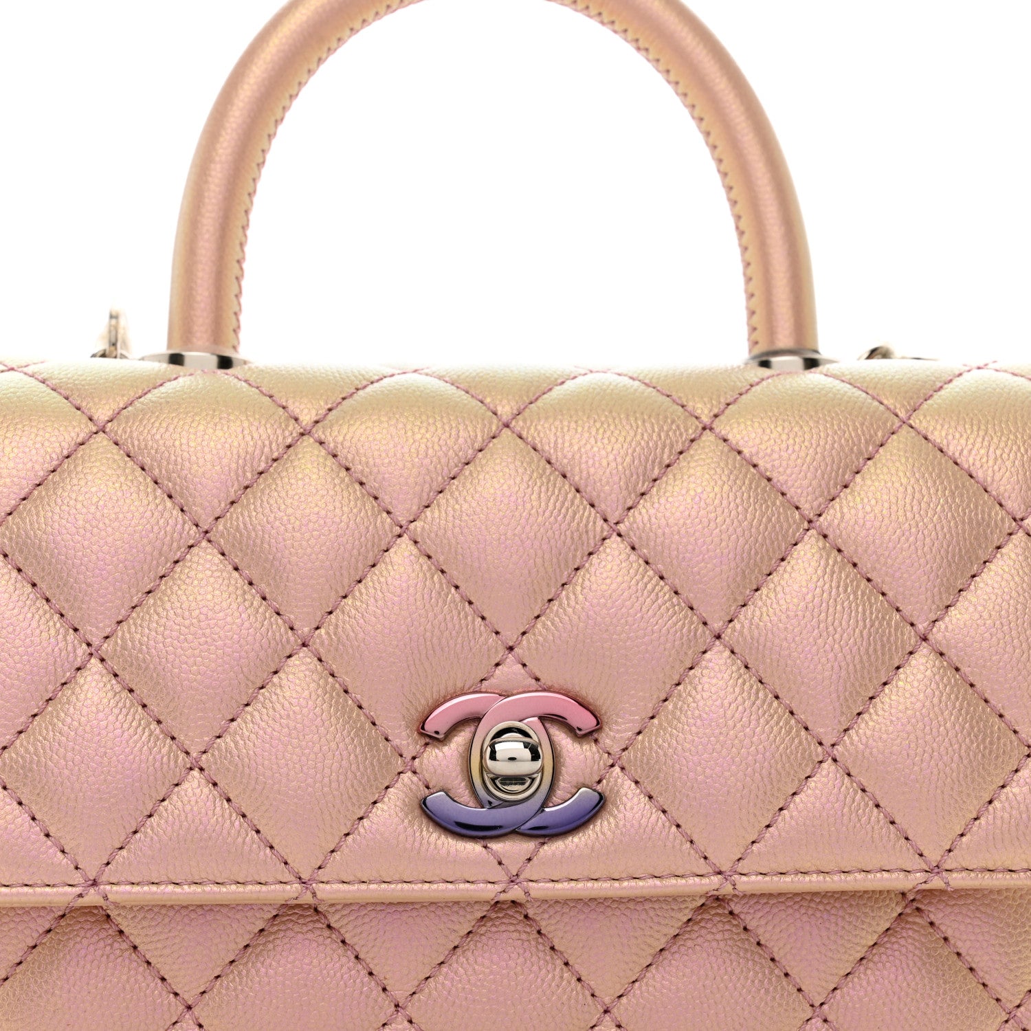 Chanel Iridescent Caviar Quilted Mini Coco Handle Flap Pink 5 of 10