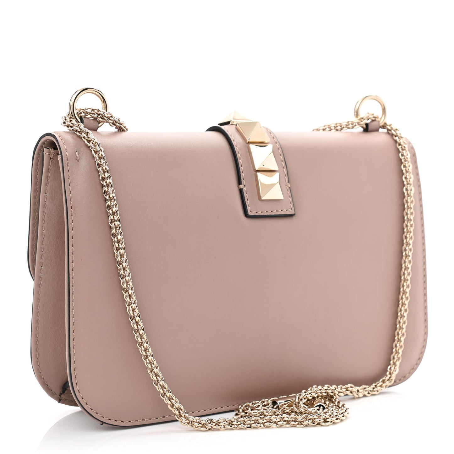 Vitello Medium Glam Lock Rockstud Flap Poudre