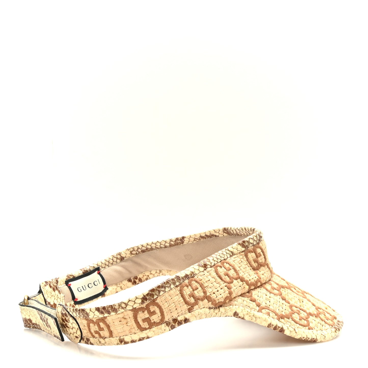 Raffia Cobra GG Embroidered Afraa Visor M Beige