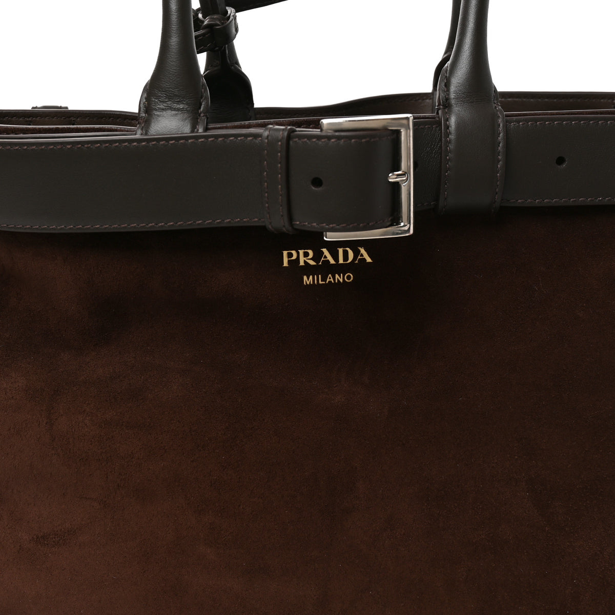 Scamosciato Large Buckle Bag With Belt Cacao