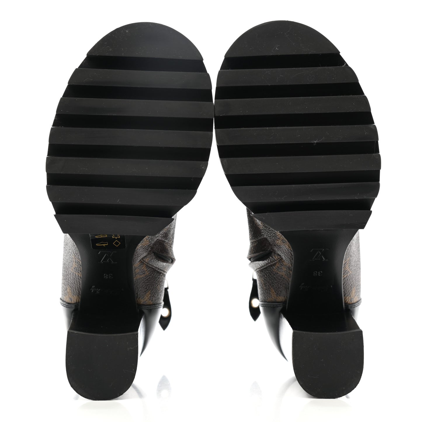 Patent Calfskin Monogram Star Trail Ankle Boots 38 Black