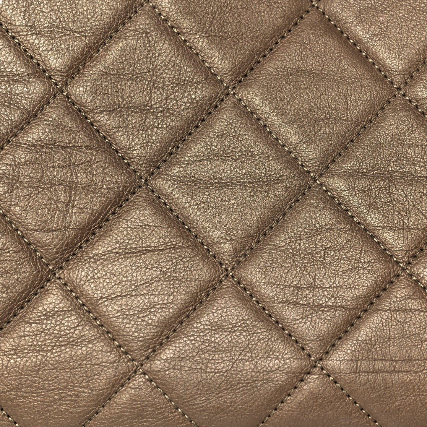 Metallic Calfskin Quilted Large CC Crown Tote Gold