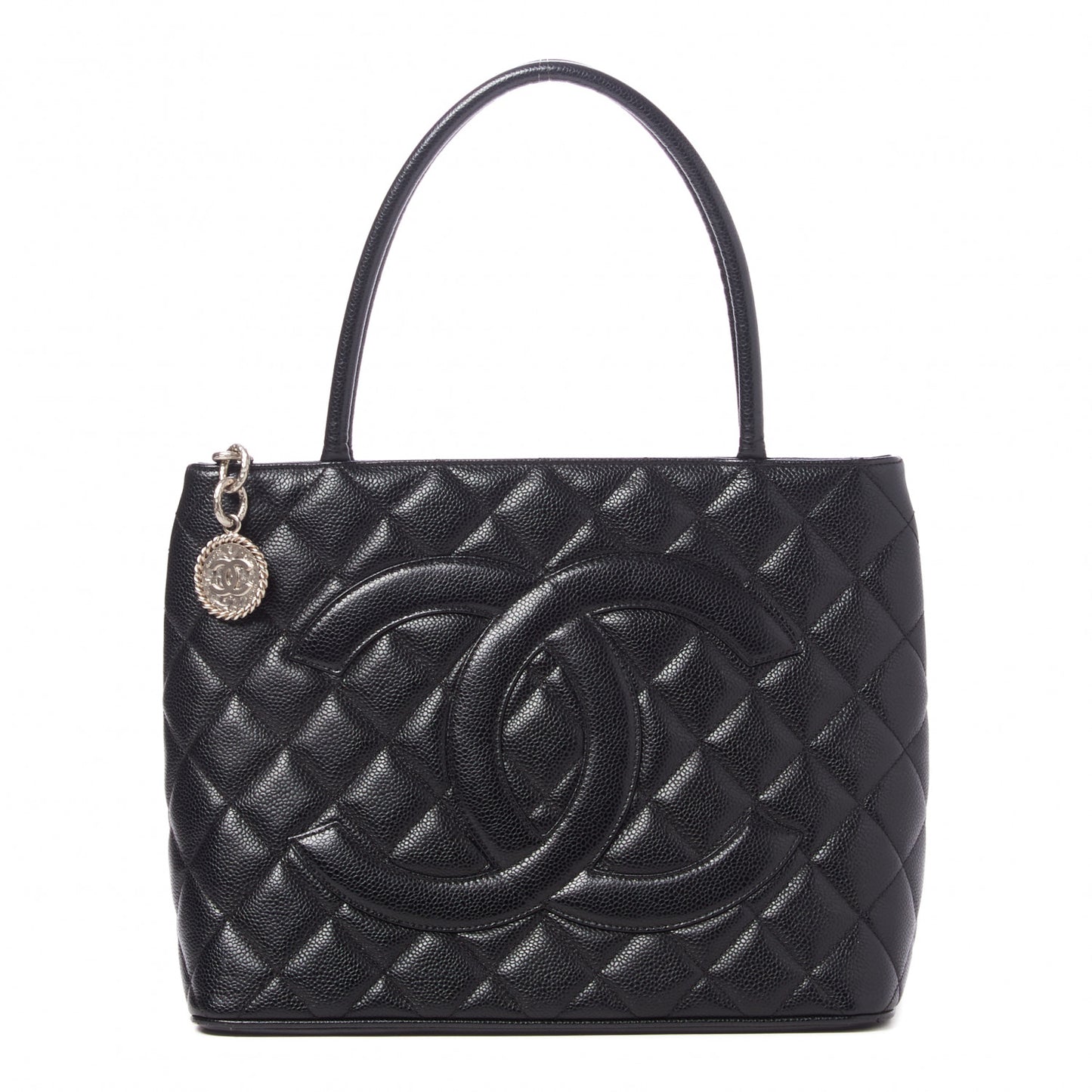 Caviar Quilted Medallion Tote Black