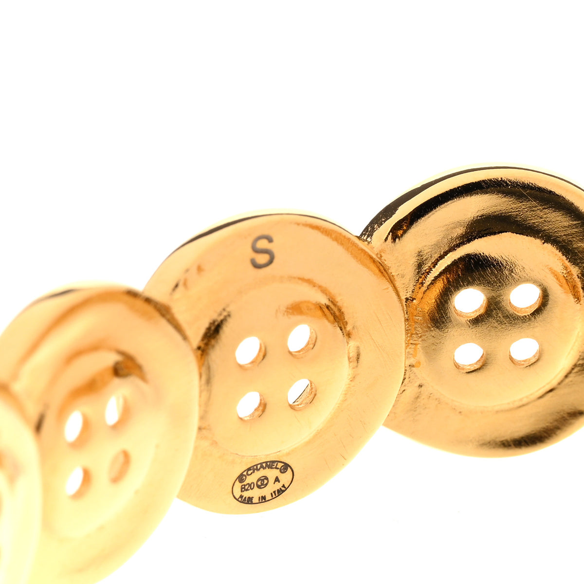 Metal Paris Button Logo Cuff Bracelet Gold