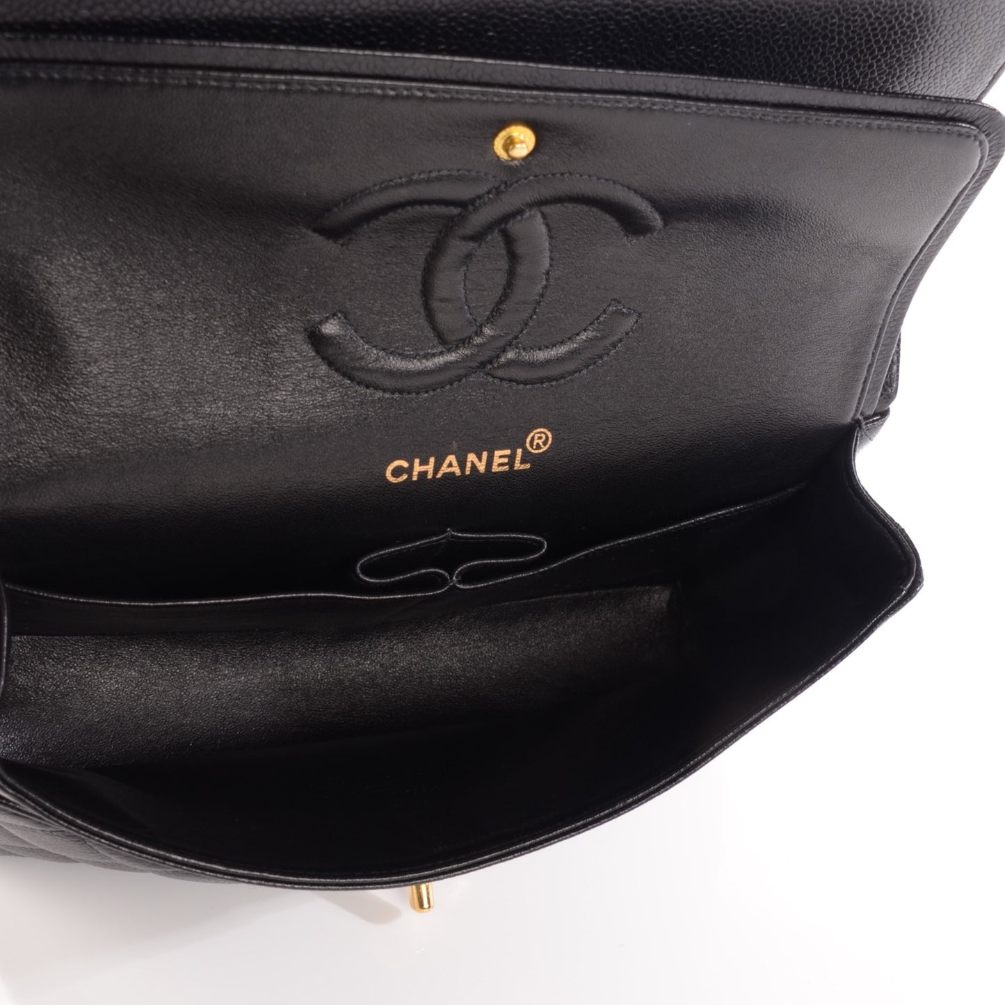 Caviar Quilted Medium Double Flap Black