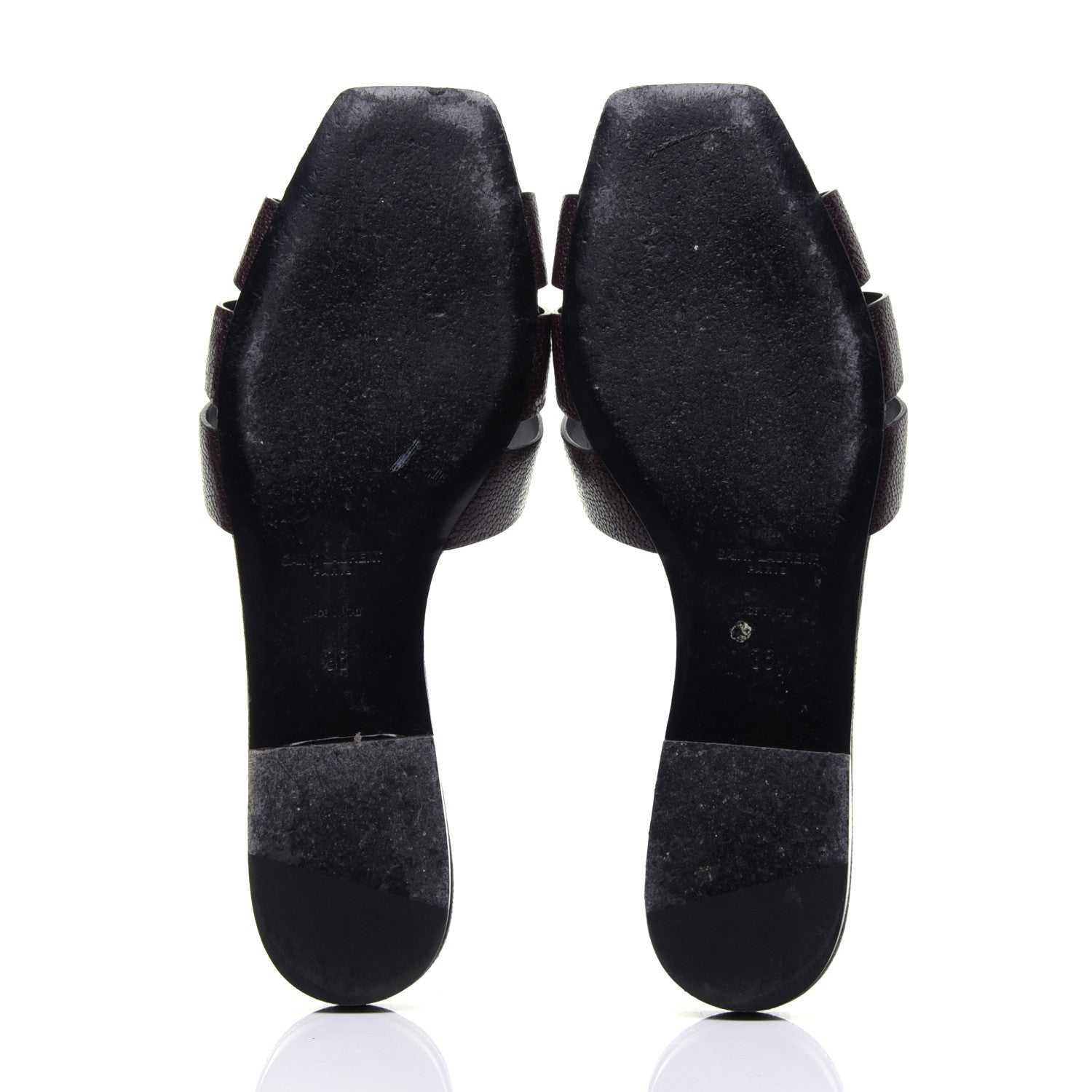 Saint Laurent Grain De Poudre Nu Pied 05 Slide Sandals 36 Burgundy 9 of 12