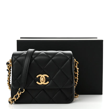 Chanel Lambskin Quilted Mini Side Note Flap Black 12 of 12