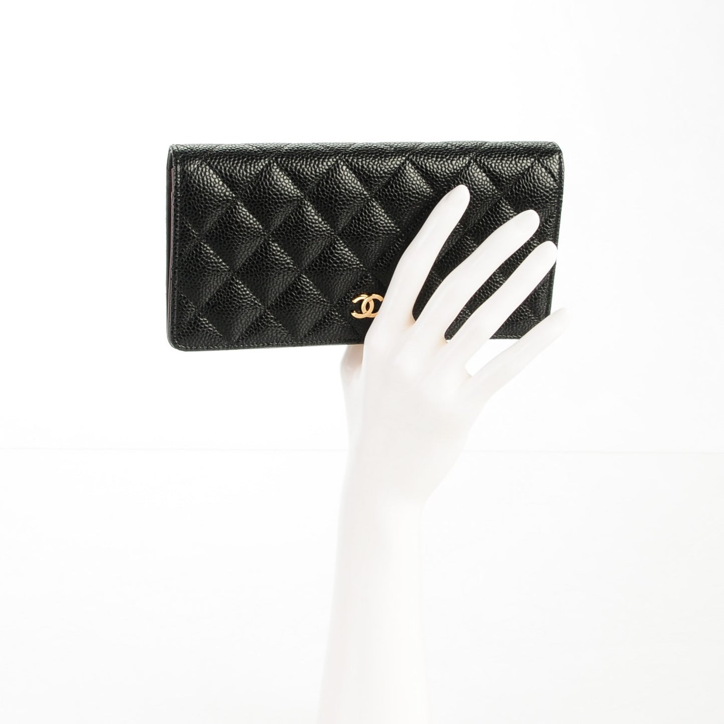 Caviar Quilted Yen Wallet Black