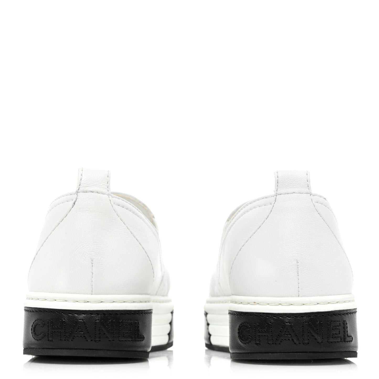 Lambskin Quilted Womens CC Stroll Sneakers 38 White