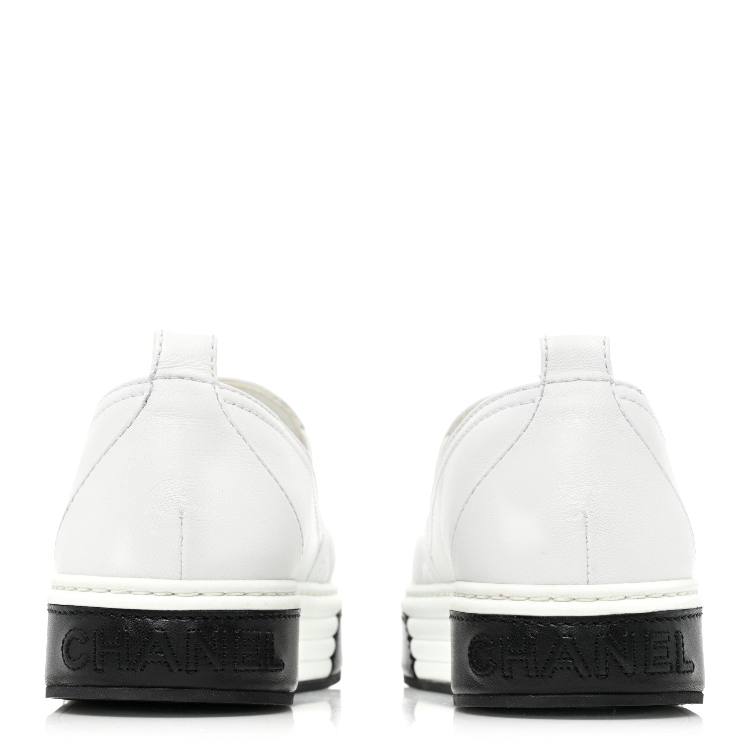 Chanel Lambskin Quilted Womens CC Stroll Sneakers 38 White 4 of 9