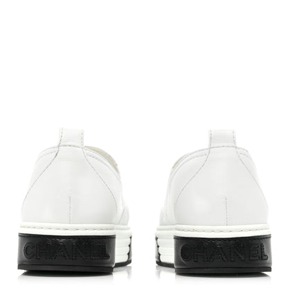 Chanel Lambskin Quilted Womens CC Stroll Sneakers 38 White 4 of 9