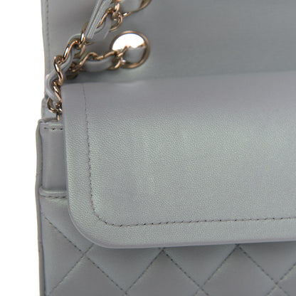 Chanel Iridescent Lambskin Quilted Medium Double Flap Light Blue 9 of 12