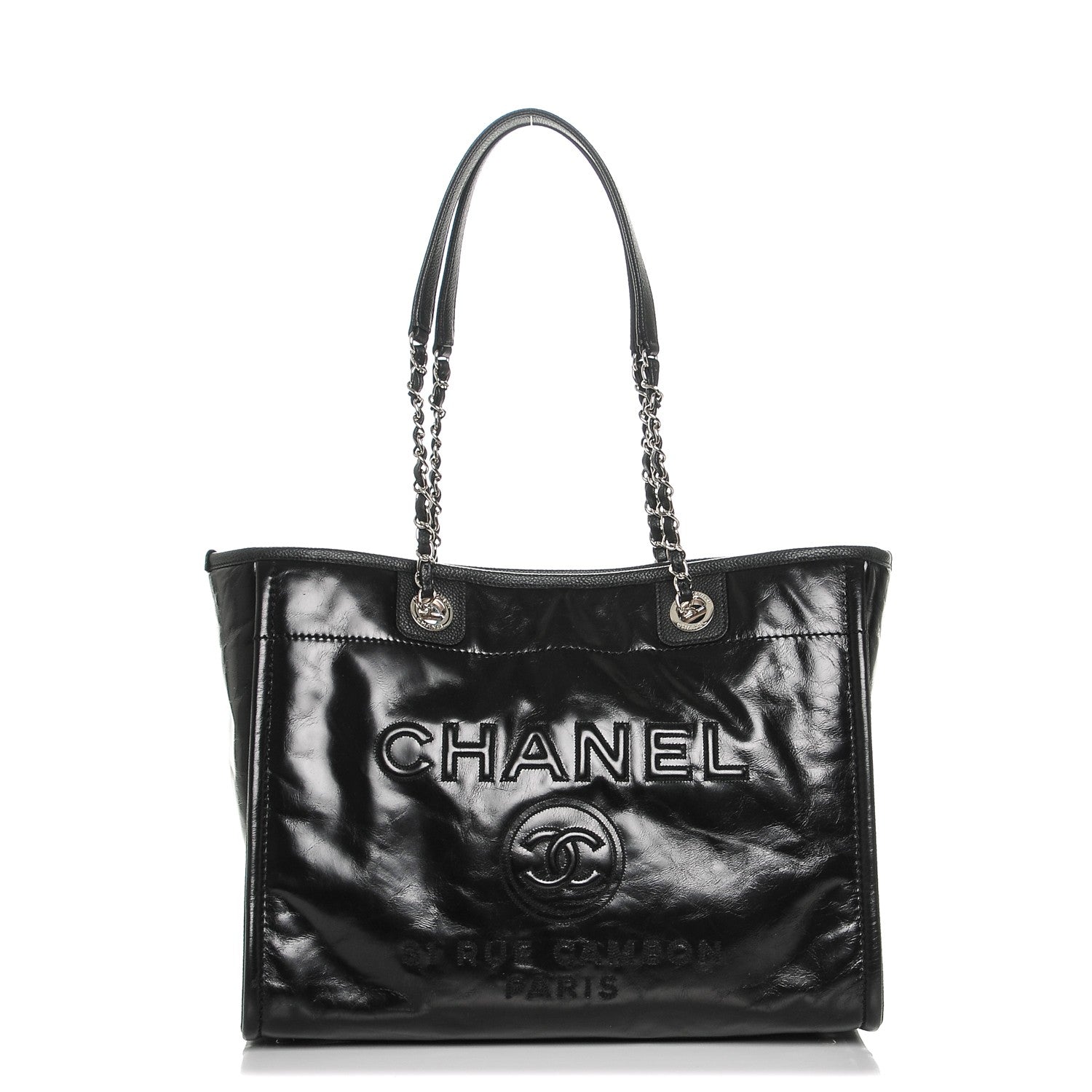 Chanel Glazed Calfskin Small Deauville Tote Black 1 of 7