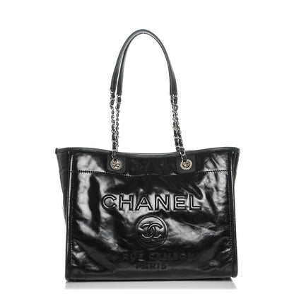 Chanel Glazed Calfskin Small Deauville Tote Black 1 of 7