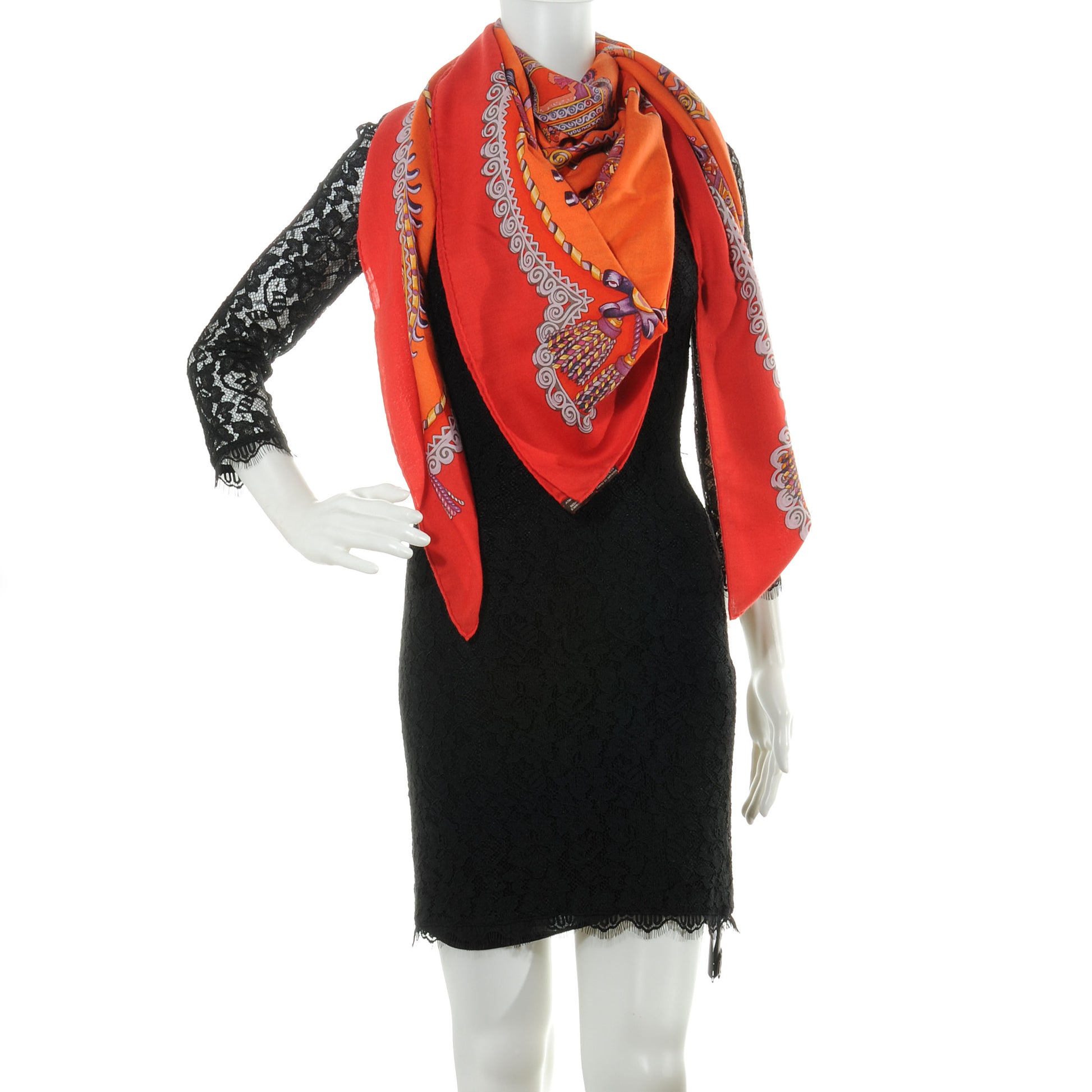 Hermes Cashmere Silk Paperoles Shawl 140 2 of 6