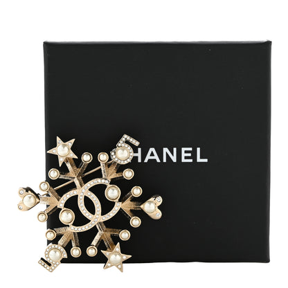 Chanel Crystal Pearl Hearts CC Brooch Gold 4 of 4
