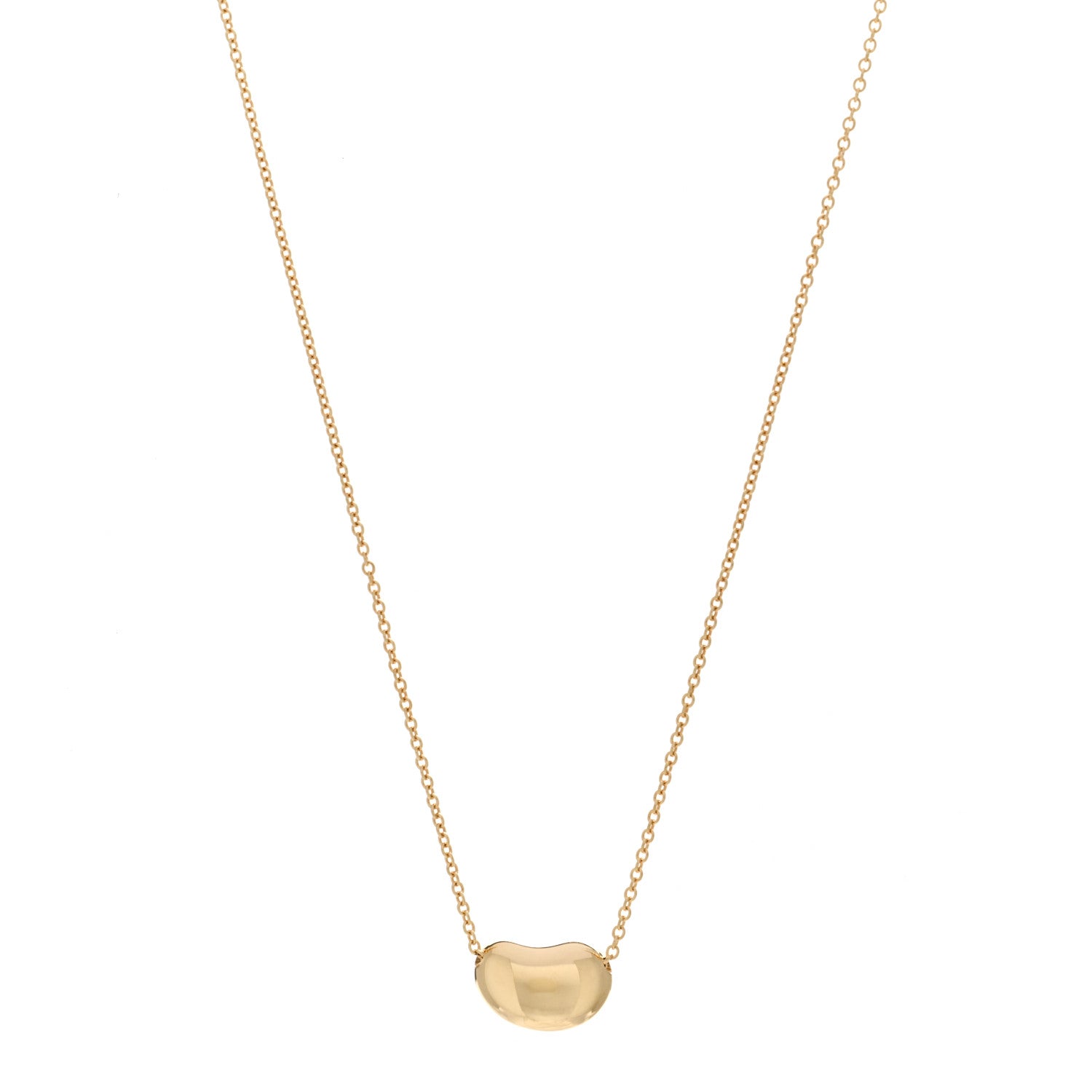 Tiffany 18K Yellow Gold 12mm Elsa Peretti Bean Pendant Necklace 1 of 4