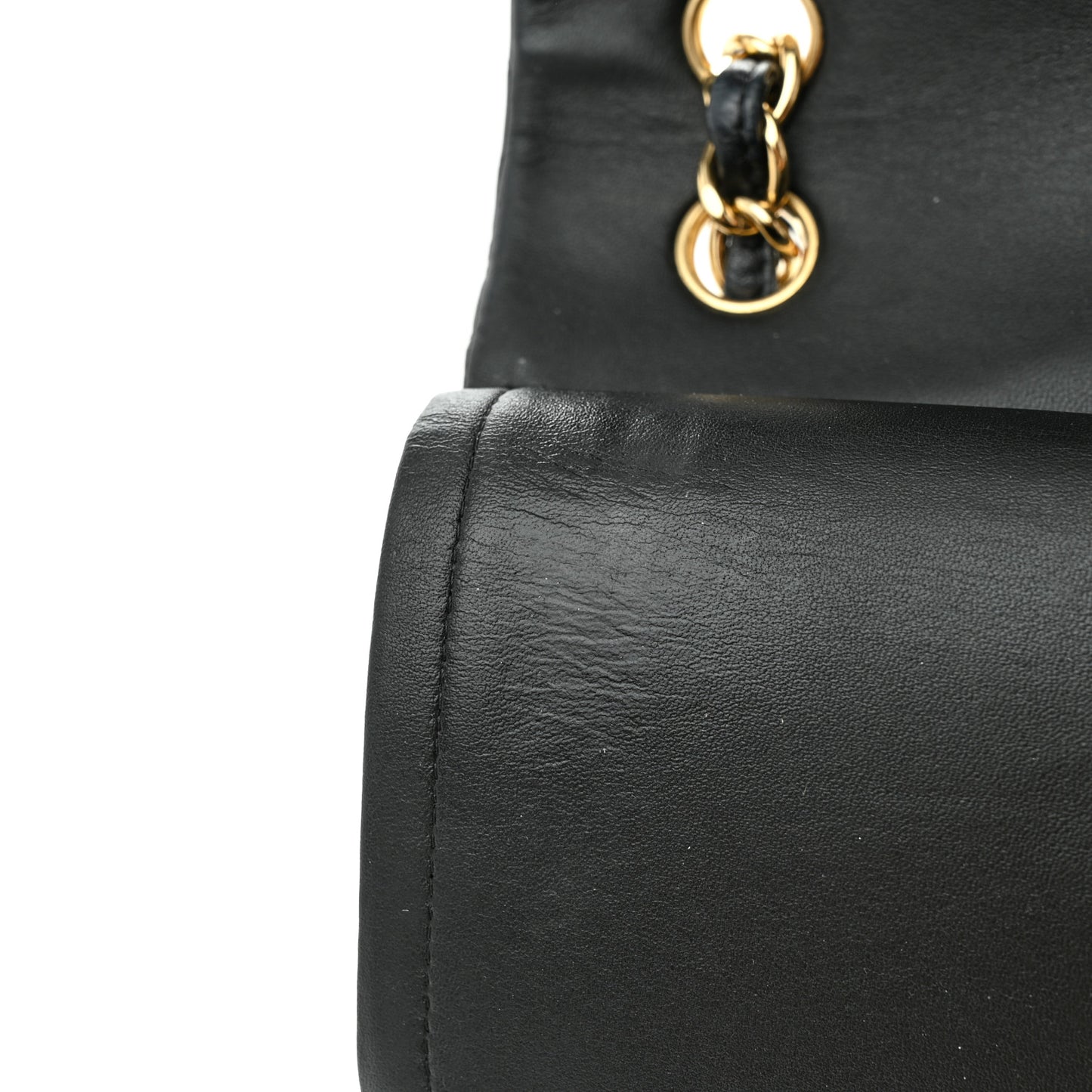 Lambskin Quilted Jumbo Double Flap Black
