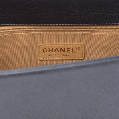 Chanel Metallic Calfskin Quilted New Medium Boy Flap Dark Grey 6 of 10