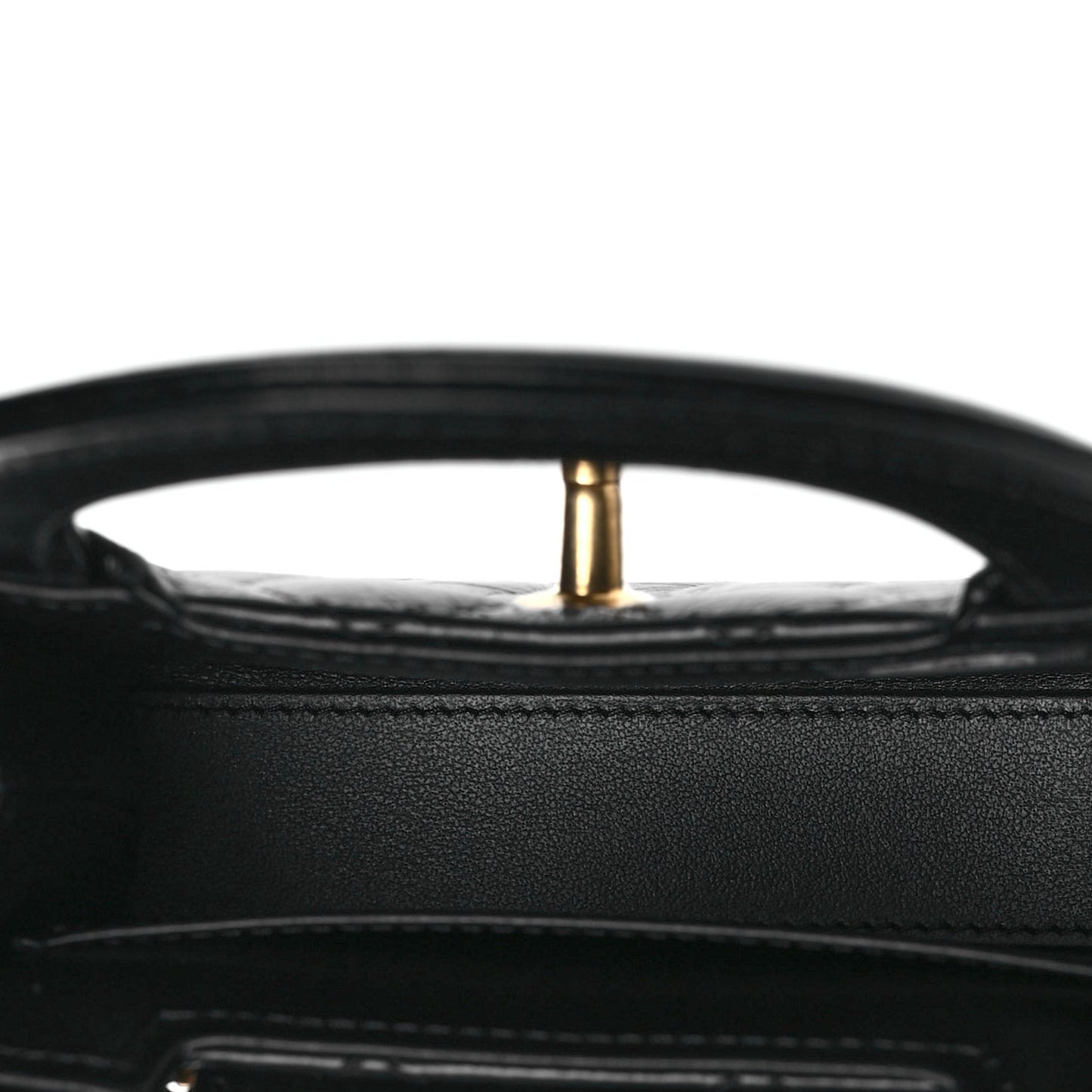 Shiny Aged Calfskin Quilted Mini Nano Kelly Shopper Black