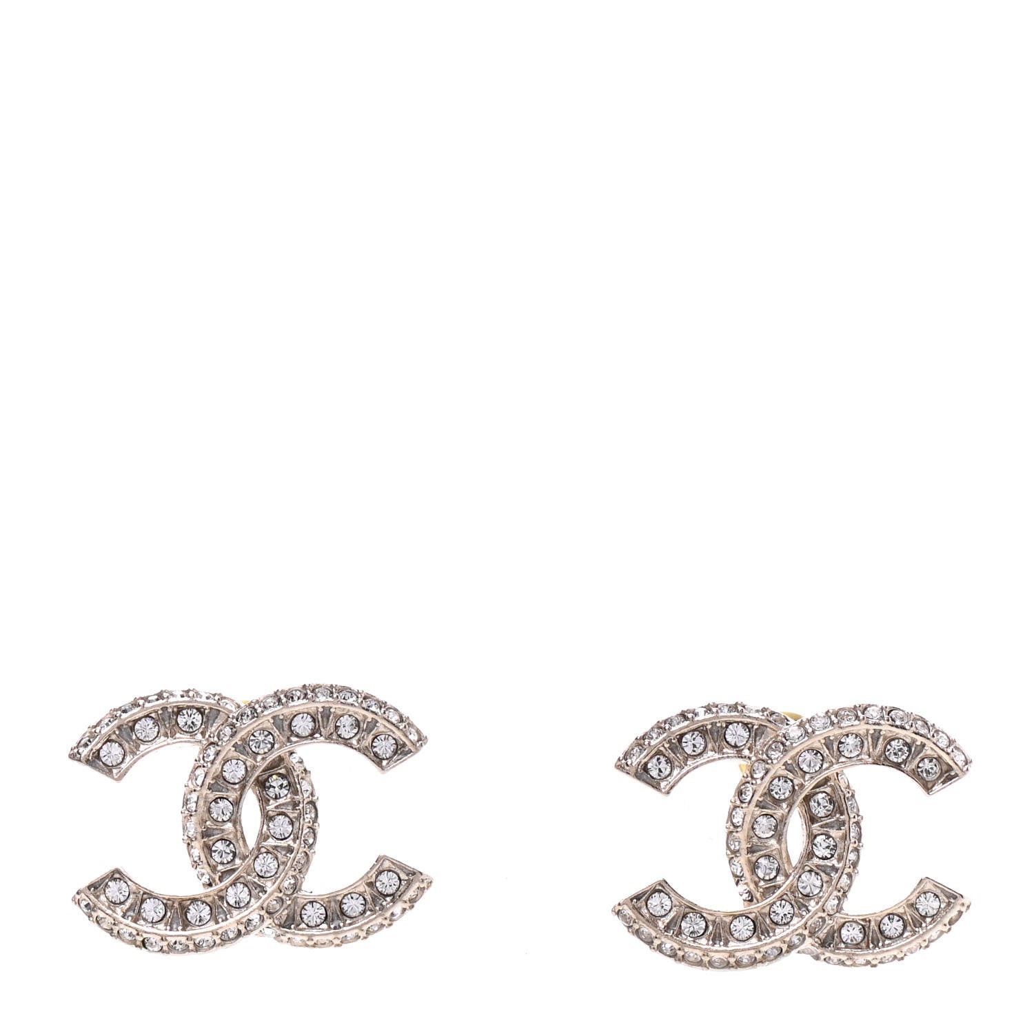 Chanel Crystal Timeless CC Earrings Light Gold 1 of 5