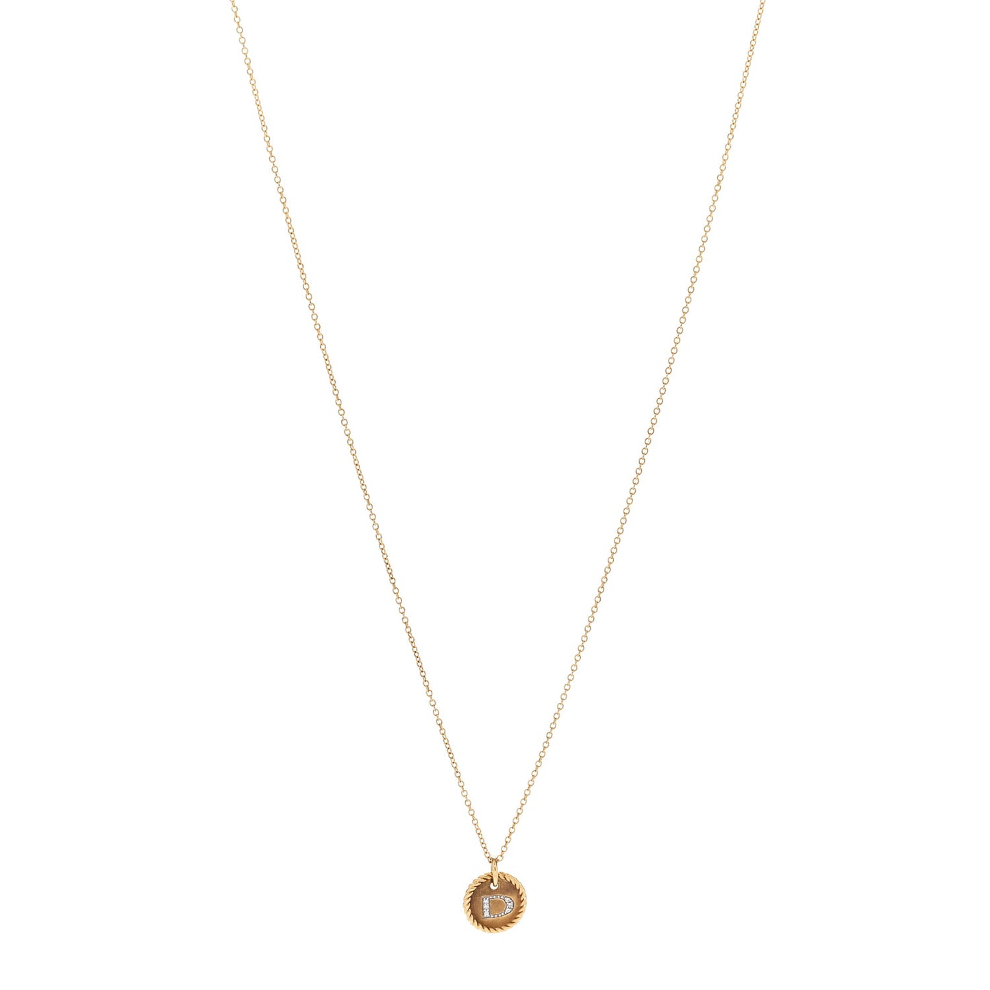 18K Yellow Gold Diamond Initial D Charm Necklace
