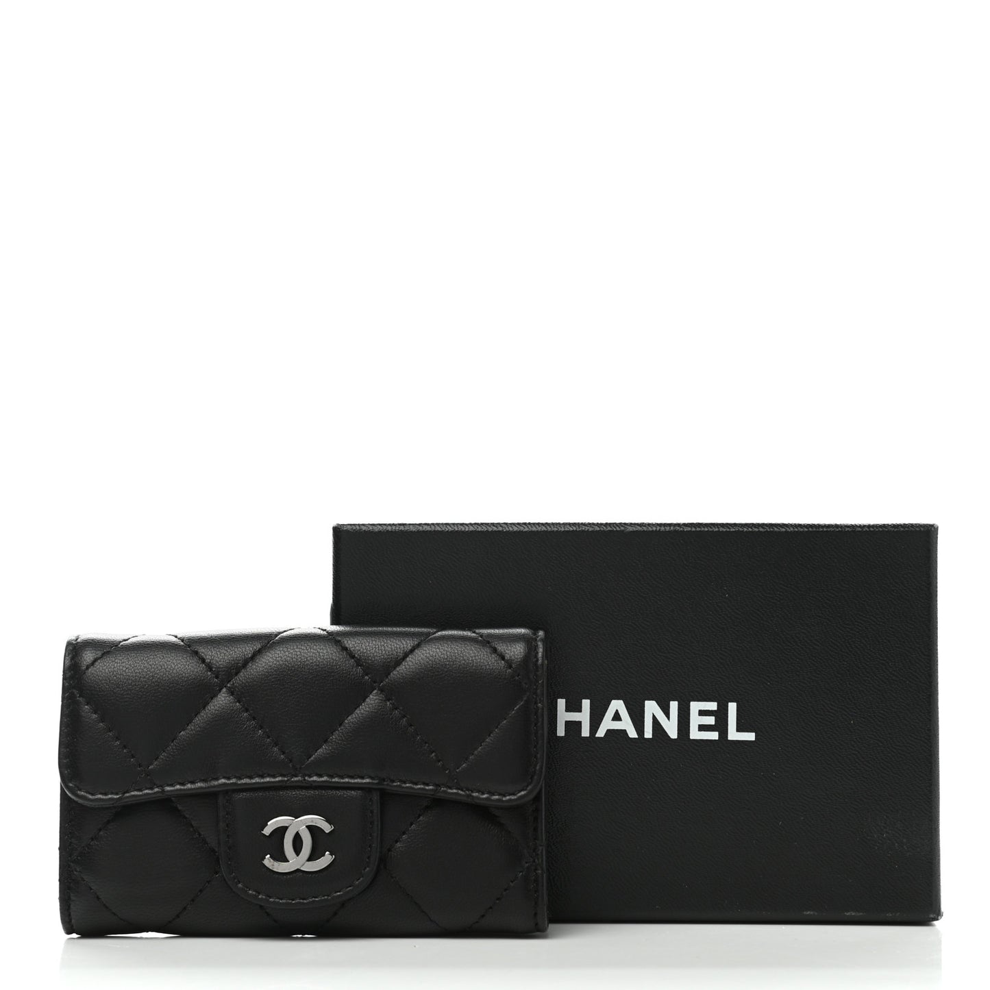 Lambskin Quilted 6 Key Holder Black
